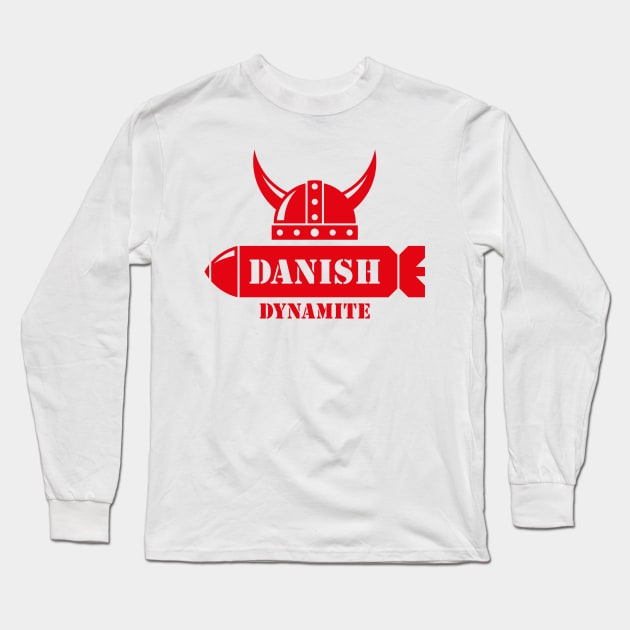 Danish Dynamite (Denmark / Football / Viking / Missile / Red) Long Sleeve T-Shirt by MrFaulbaum